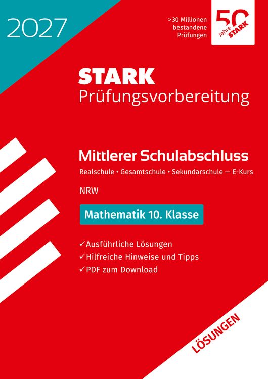 Produktbild: STARK L&ouml;sungen zu Mathematik - Mittlerer Schulabschluss (MSA) 2027 NRW Realschule /Gesamtschule EK/Sekundarschule - Pr&uuml;fungsvorbereitung
