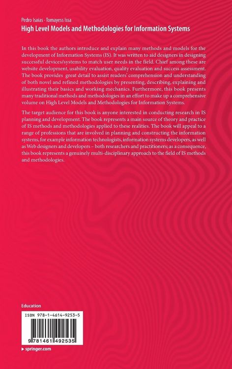 Produktbild: High Level Models and Methodologies for Information Systems