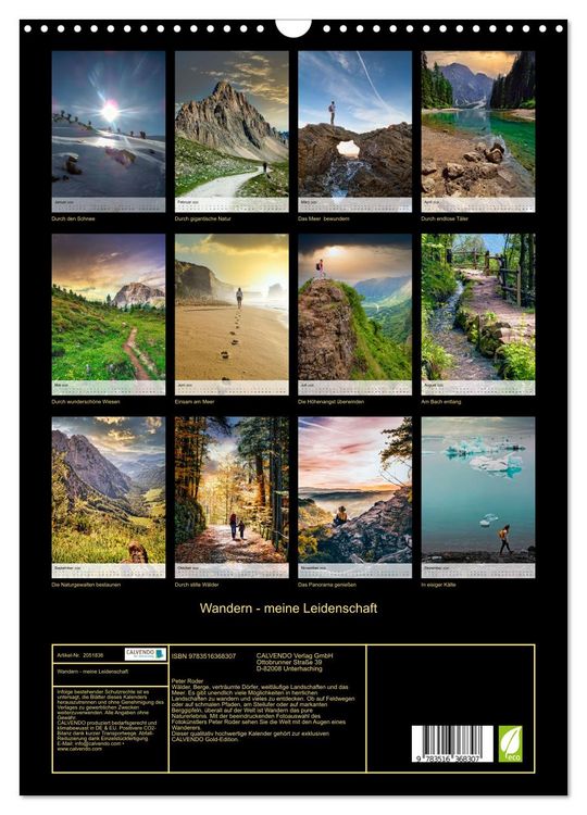 Produktbild: Wandern - meine Leidenschaft (Wandkalender 2026 DIN A3 hoch), CALVENDO Monatskalender