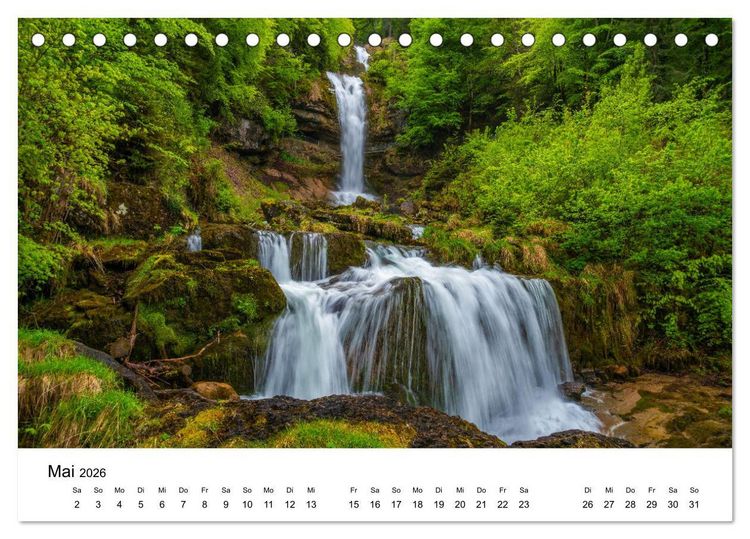 Produktbild: Wasserfallwelt Schweiz (Tischkalender 2026 DIN A5 quer), CALVENDO Monatskalender