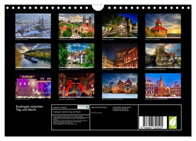 Produktbild: Esslingen zwischen Tag und Nacht (Wandkalender 2026 DIN A4 quer), CALVENDO Monatskalender