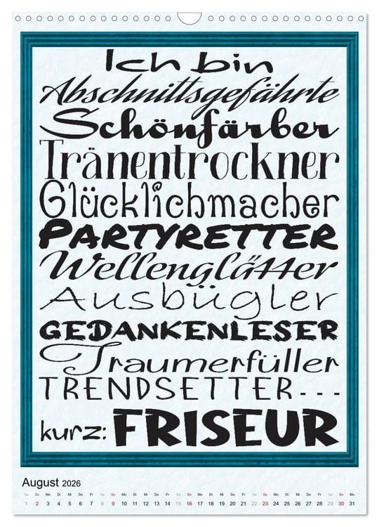 Produktbild: Friseur-Spr&uuml;che (Wandkalender 2026 DIN A3 hoch), CALVENDO Monatskalender