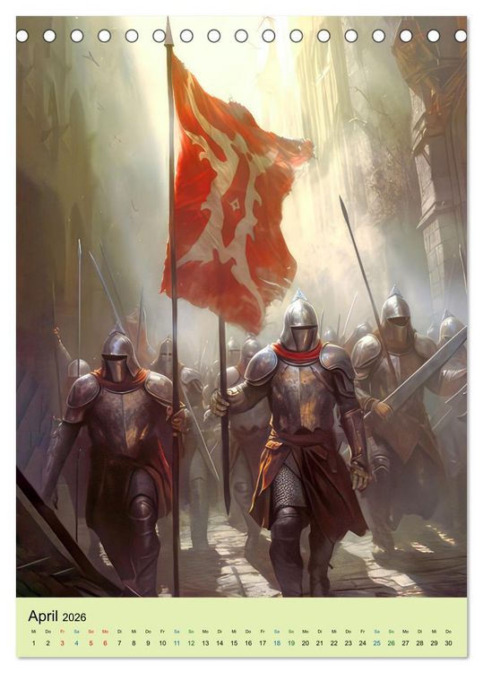 Produktbild: Drachen und stolze Ritter (Tischkalender 2026 DIN A5 hoch), CALVENDO Monatskalender