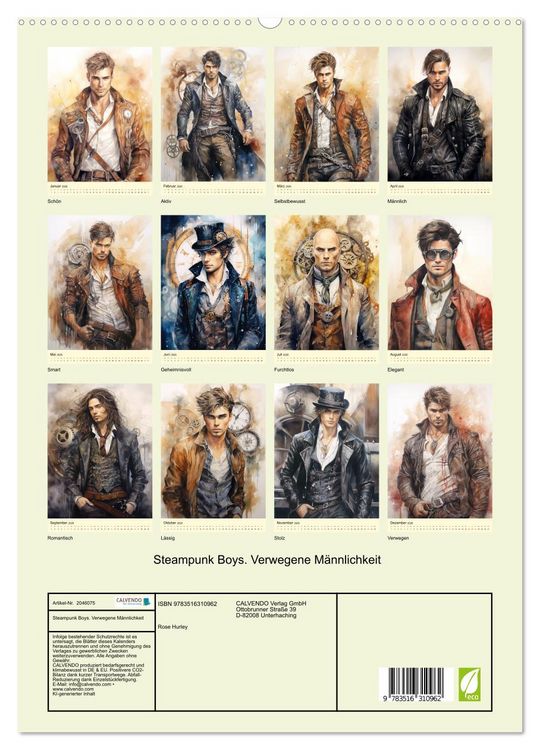 Produktbild: Steampunk Boys. Verwegene M&auml;nnlichkeit (hochwertiger Premium Wandkalender 2026 DIN A2 hoch), Kunstdruck in Hochglanz