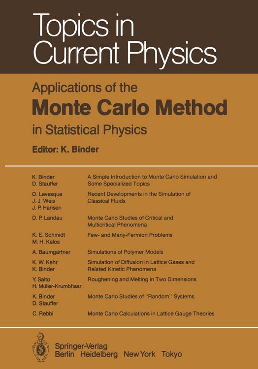 Produktbild: Applications of the Monte Carlo Method in Statistical Physics
