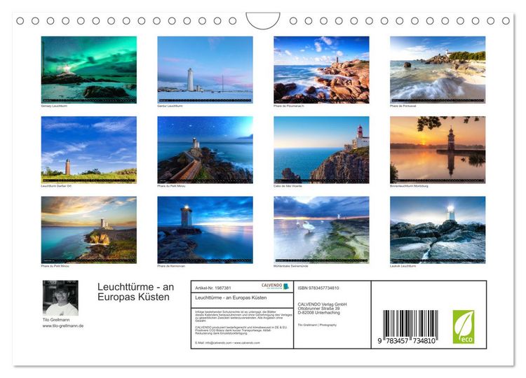 Produktbild: Leuchtt&uuml;rme - an Europas K&uuml;sten (Wandkalender 2026 DIN A4 quer), CALVENDO Monatskalender
