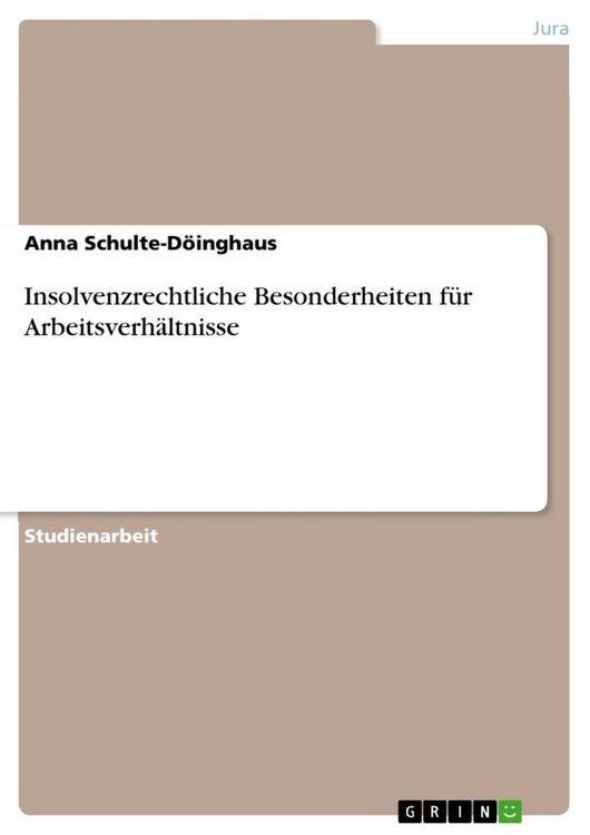 Produktbild: Insolvenzrechtliche Besonderheiten f&uuml;r Arbeitsverh&auml;ltnisse