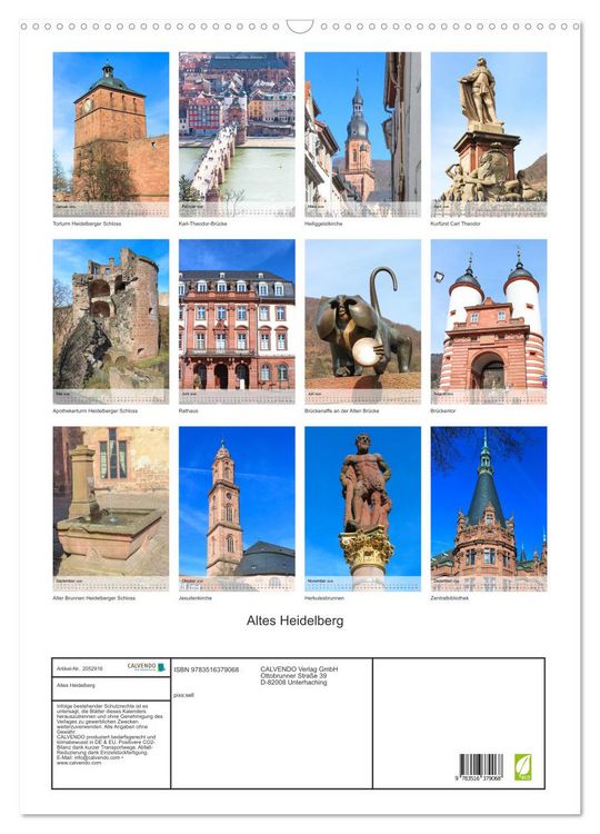 Produktbild: Altes Heidelberg (Wandkalender 2026 DIN A2 hoch), CALVENDO Monatskalender