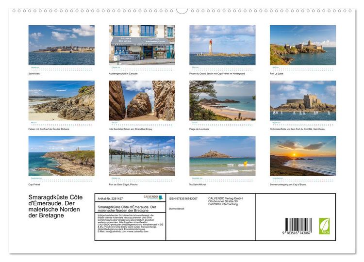 Produktbild: Smaragdk&uuml;ste C&ocirc;te d'&Eacute;meraude. Der malerische Norden der Bretagne (hochwertiger Premium Wandkalender 2026 DIN A2 quer), Kunstdruck in Hochglanz