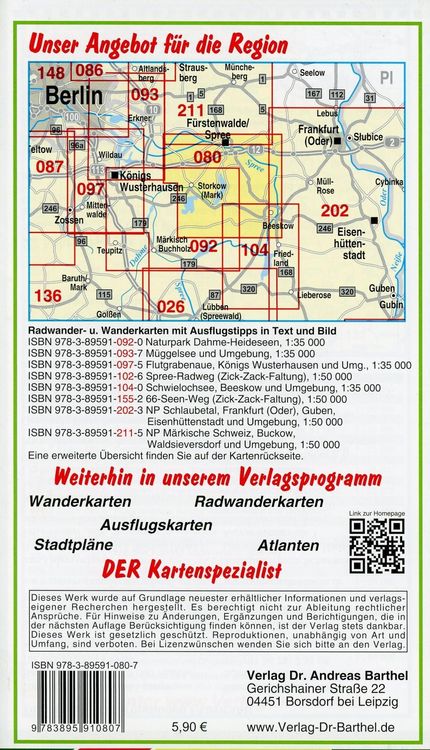 Produktbild: Radwander- und Wanderkarte Scharm&uuml;tzelsee, Bad Saarow und Umgebung 1 : 35 000