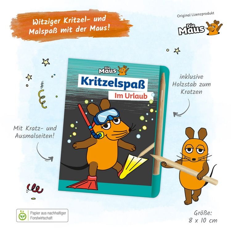 Produktbild: Tr&ouml;tsch Die Maus Mini-Kratzblock Kritzelspa&szlig; Im Urlaub