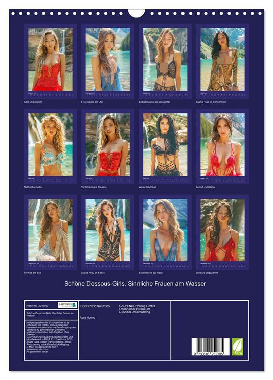 Produktbild: Sch&ouml;ne Dessous-Girls. Sinnliche Frauen am Wasser (Wandkalender 2026 DIN A3 hoch), CALVENDO Monatskalender