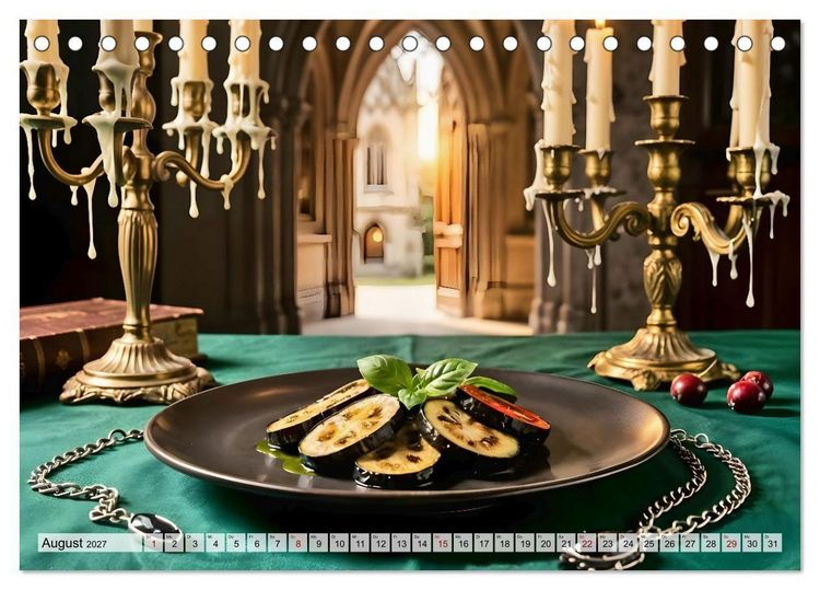 Produktbild: Schattenbankett - Gothic Fine Dining &ndash; 12 Men&uuml;s in dunkler Eleganz (Tischkalender 2027 DIN A5 quer), CALVENDO Monatskalender