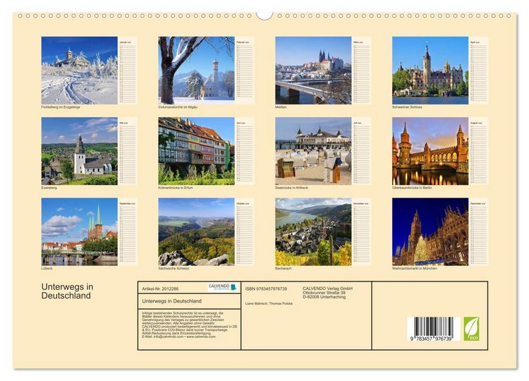 Produktbild: Unterwegs in Deutschland (hochwertiger Premium Wandkalender 2026 DIN A2 quer), Kunstdruck in Hochglanz