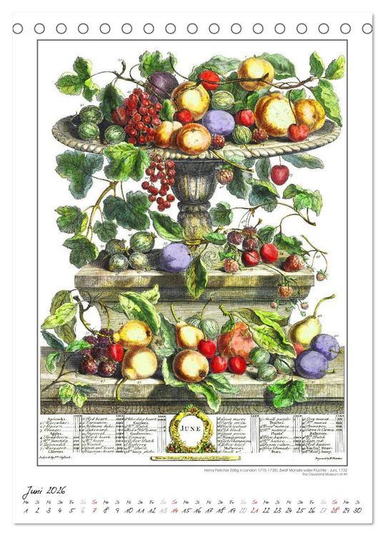 Produktbild: Henry Fletcher. Blumen und Fr&uuml;chte - Kunstkalender (Tischkalender 2026 DIN A5 hoch), CALVENDO Monatskalender