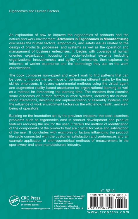 Produktbild: Advances in Ergonomics in Manufacturing