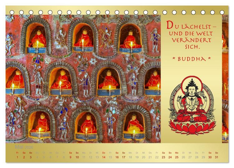Produktbild: BUDDHA IM GL&Uuml;CK - Buddhistische Weisheiten (Tischkalender 2026 DIN A5 quer), CALVENDO Monatskalender