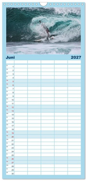 Produktbild: Familienplaner 2027 - Faszination Surfen mit 5 Spalten (Wandkalender, 21 x 45 cm) CALVENDO