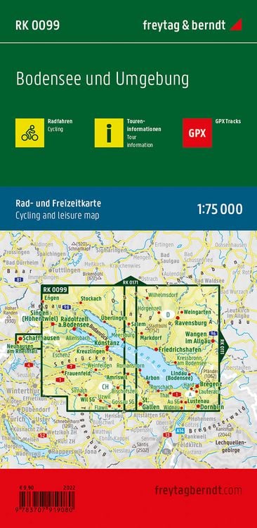 Produktbild: Bodensee und Umgebung, Rad- und Freizeitkarte 1:75.000, freytag & berndt, RK 0099