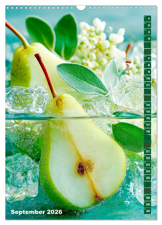 Produktbild: Fruchtige Erfrischung - K&uuml;chenkalender mit bunten Fr&uuml;chten im Wasser (Wandkalender 2026 DIN A3 hoch), CALVENDO Monatskalender
