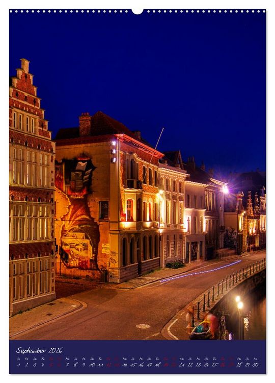 Produktbild: D&auml;mmerung in Gent und Br&uuml;gge (hochwertiger Premium Wandkalender 2026 DIN A2 hoch), Kunstdruck in Hochglanz