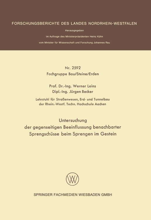 Produktbild: Untersuchung der gegenseitigen Beeinflussung benachbarter Sprengsch&uuml;sse beim Sprengen im Gestein
