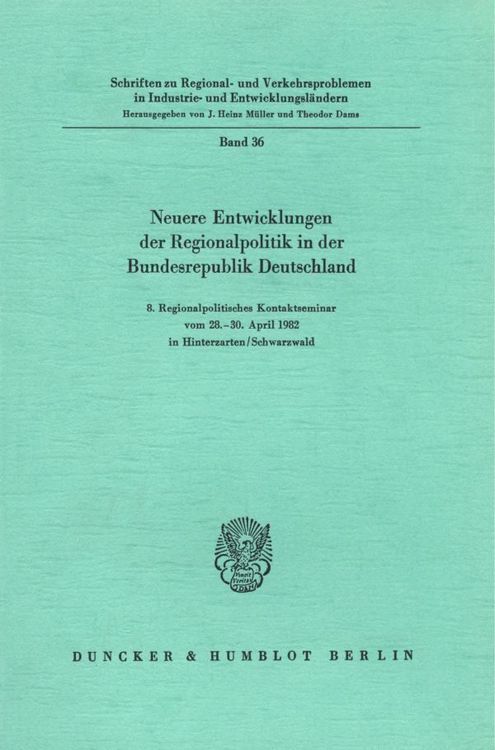 Produktbild: Neuere Entwicklungen der Regionalpolitik in der Bundesrepublik Deutschland.