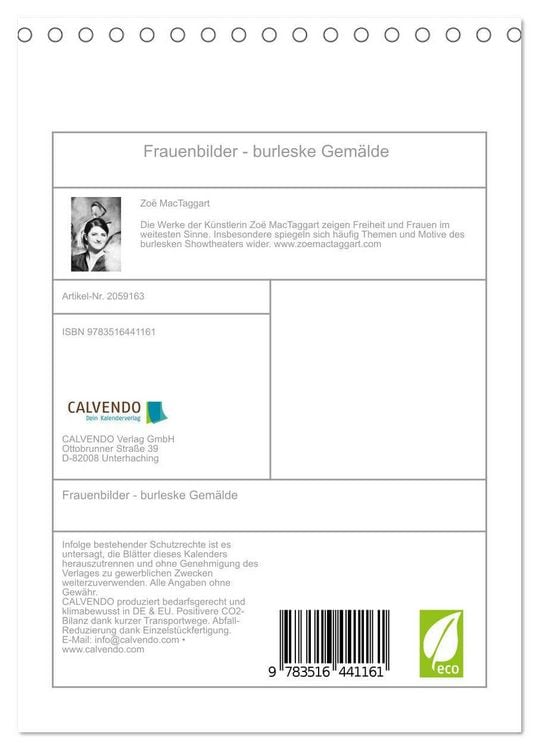 Produktbild: Frauenbilder - burleske Gem&auml;lde (Tischkalender 2026 DIN A5 hoch), CALVENDO Monatskalender