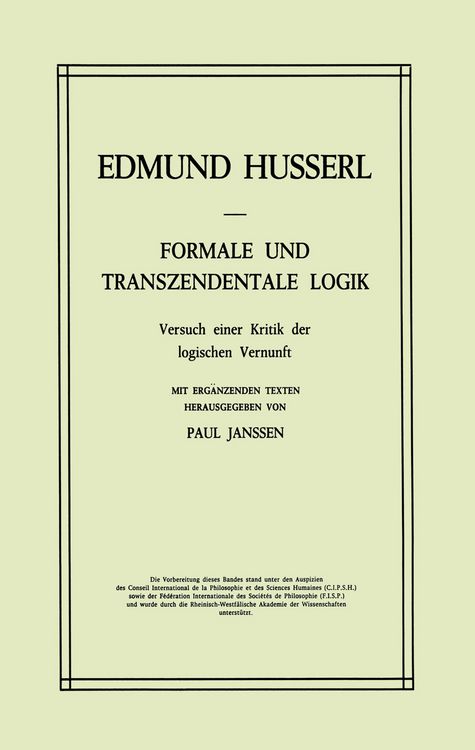 Produktbild: Formale und Transzendentale Logik