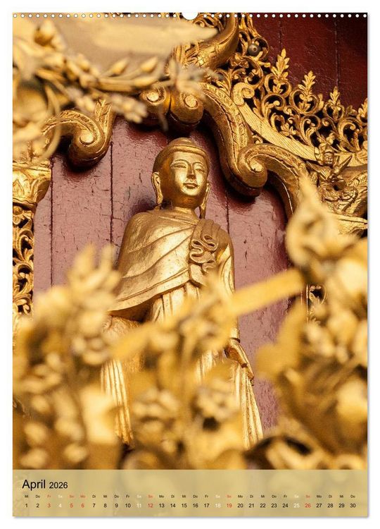Produktbild: BUDDHA in GOLD (hochwertiger Premium Wandkalender 2026 DIN A2 hoch), Kunstdruck in Hochglanz