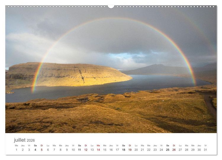Produktbild: Lumi&egrave;res d'automne aux &icirc;les F&eacute;ro&eacute; (Calendrier mural 2026 DIN A2 vertical), CALVENDO calendrier mensuel