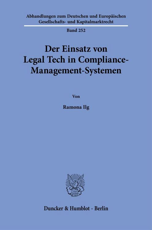 Produktbild: Der Einsatz von Legal Tech in Compliance-Management-Systemen