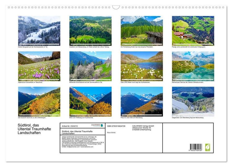 Produktbild: S&uuml;dtirol, das Ultental Traumhafte Landschaften (Wandkalender 2027 DIN A2 quer), CALVENDO Monatskalender