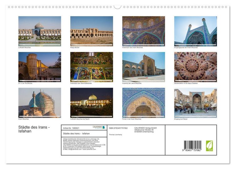 Produktbild: St&auml;dte des Irans - Isfahan (hochwertiger Premium Wandkalender 2026 DIN A2 quer), Kunstdruck in Hochglanz
