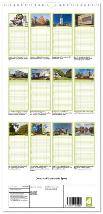 Produktbild: Familienplaner 2026 - Domstadt F&uuml;rstenwalde Spree mit 5 Spalten (Wandkalender, 21 x 45 cm) CALVENDO