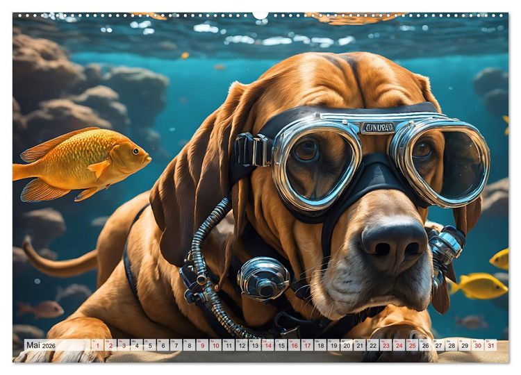 Produktbild: Hunde abgetaucht (Wandkalender 2026 DIN A2 quer), CALVENDO Monatskalender