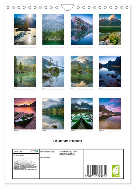 Produktbild: Ein Jahr am Hintersee (Wandkalender 2027 DIN A4 hoch), CALVENDO Monatskalender