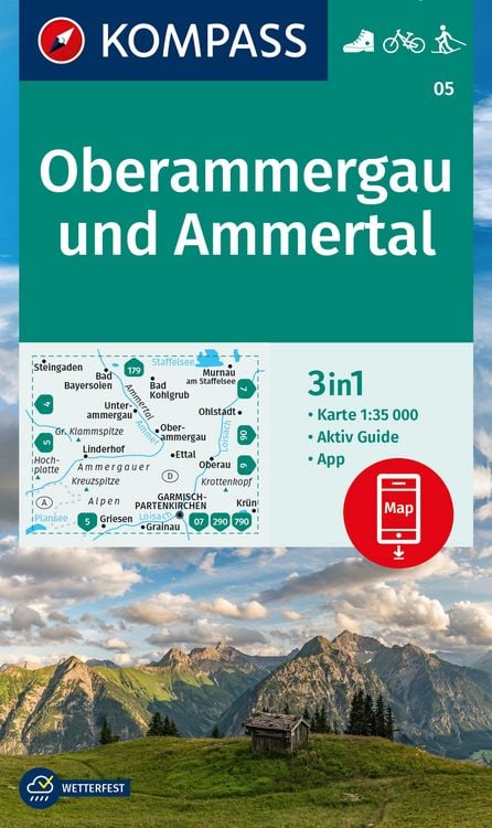 Produktbild: KOMPASS Wanderkarte 05 Oberammergau und Ammertal 1:35.000