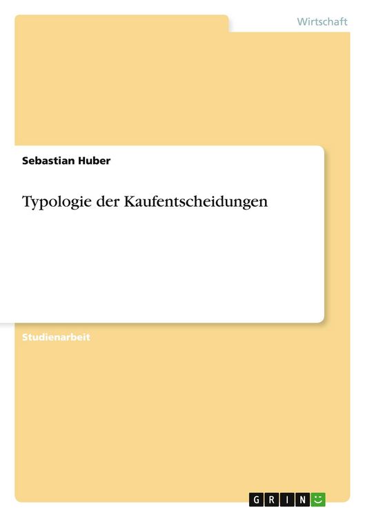 Produktbild: Typologie der Kaufentscheidungen