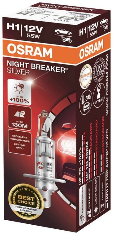 Produktbild: Osram Automotive 64150NBS Halogen Leuchtmittel Night Breaker&reg; Silver H1 55W 12V