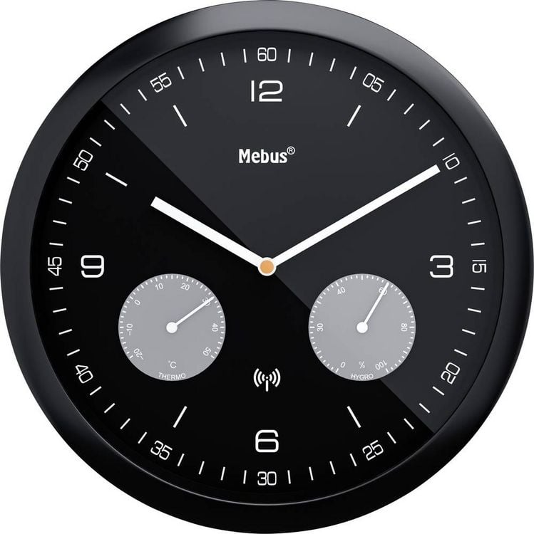 Produktbild: Mebus 52825 Funk Wanduhr 26mm x 42mm Schwarz