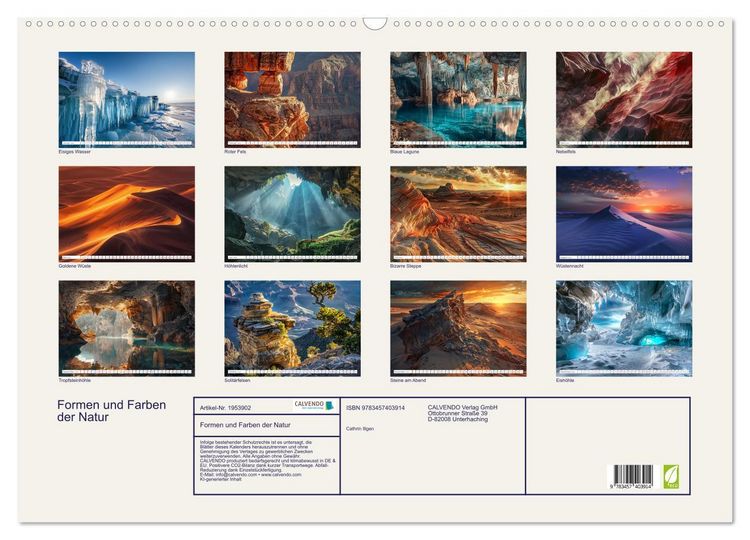 Produktbild: Formen und Farben der Natur (Wandkalender 2026 DIN A2 quer), CALVENDO Monatskalender