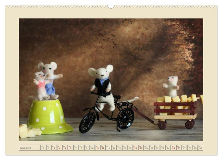 Produktbild: Bei Familie Maus zuhaus (hochwertiger Premium Wandkalender 2026 DIN A2 quer), Kunstdruck in Hochglanz