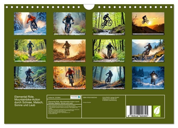Produktbild: Elemental Ride. Mountainbike-Action durch Schnee, Matsch, Sonne und Laub (Wandkalender 2027 DIN A4 quer), CALVENDO Monatskalender