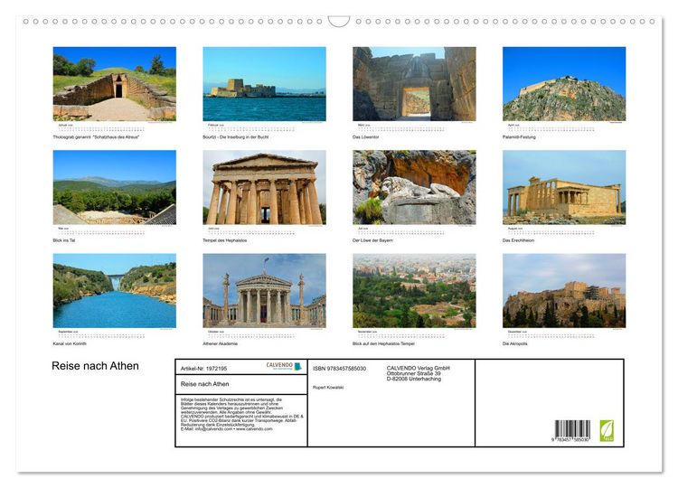Produktbild: Reise nach Athen (Wandkalender 2026 DIN A2 quer), CALVENDO Monatskalender