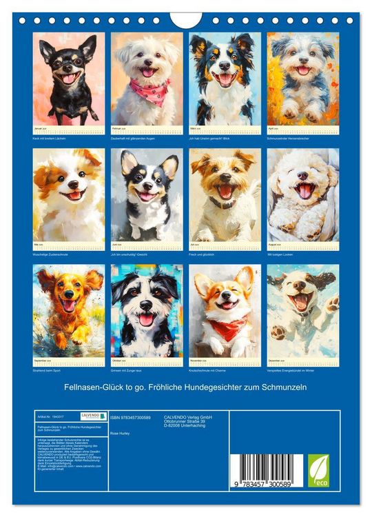 Produktbild: Fellnasen-Gl&uuml;ck to go. Fr&ouml;hliche Hundegesichter zum Schmunzeln (Wandkalender 2026 DIN A4 hoch), CALVENDO Monatskalender