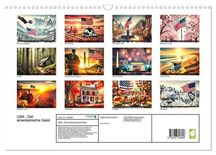 Produktbild: USA - Der amerikanische Geist (Wandkalender 2026 DIN A3 quer), CALVENDO Monatskalender
