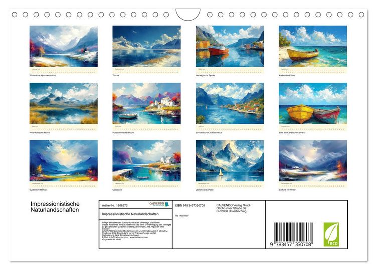 Produktbild: Impressionistische Naturlandschaften (Wandkalender 2026 DIN A4 quer), CALVENDO Monatskalender