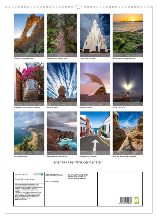 Produktbild: Teneriffa - Die Perle der Kanaren (Wandkalender 2026 DIN A2 hoch), CALVENDO Monatskalender
