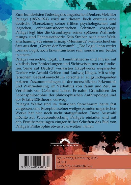 Produktbild: Melchior Pal&aacute;gyi. Fr&uuml;he Schriften zur Psychologie, Logik und Erkenntnistheorie (1893-1897)